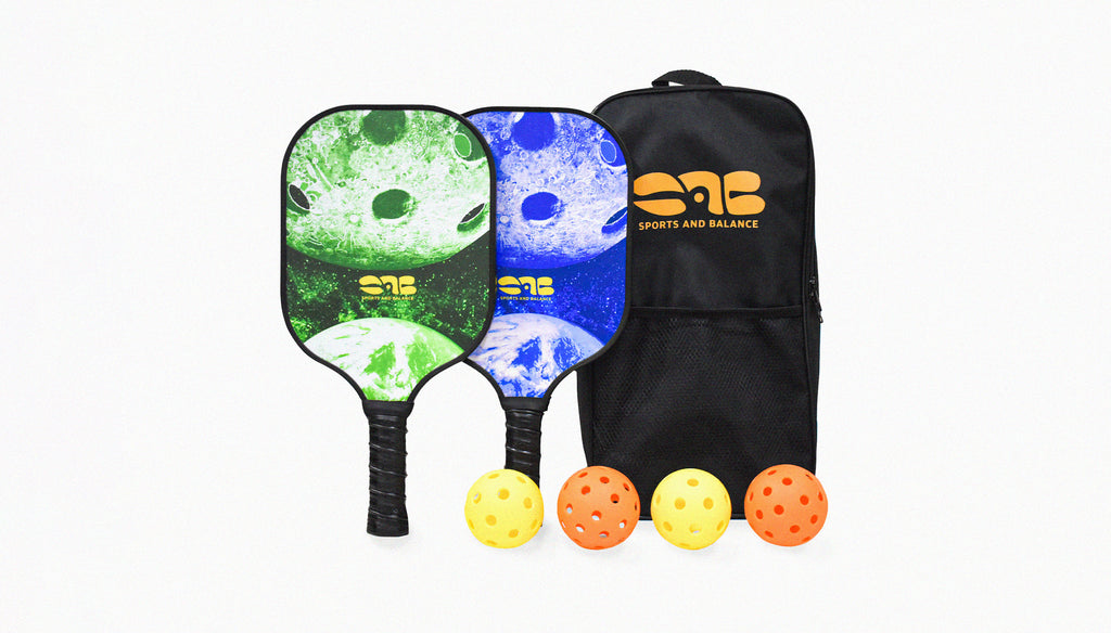 SAB Pickleball Starter Set for Beginners – 2 Fiberglass Paddles, Balls & Bag