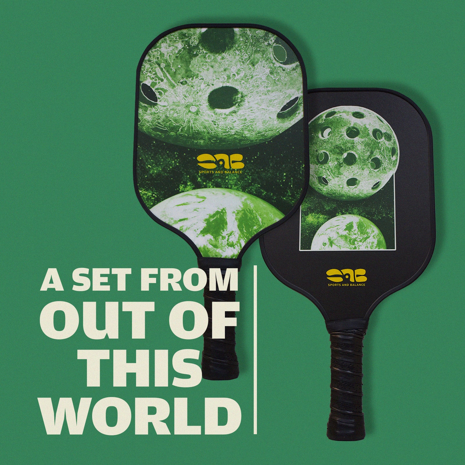 SAB Pickleball Starter Set for Beginners – 2 Fiberglass Paddles, Balls & Bag