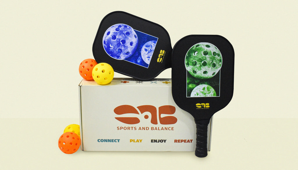 SAB Pickleball Starter Set for Beginners – 2 Fiberglass Paddles, Balls & Bag